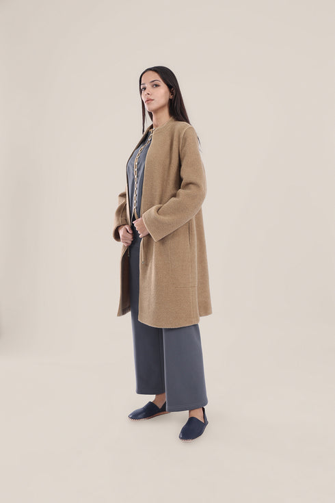 Short coat in furry wool blend